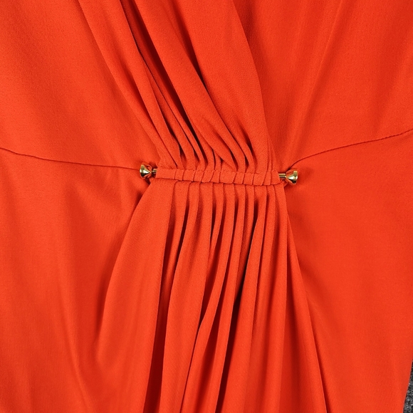 Michael Kors Sleeveless V-Neck Coral Red Gold Hardware Women's Dress MSRP $120 - Picture 6 of 10